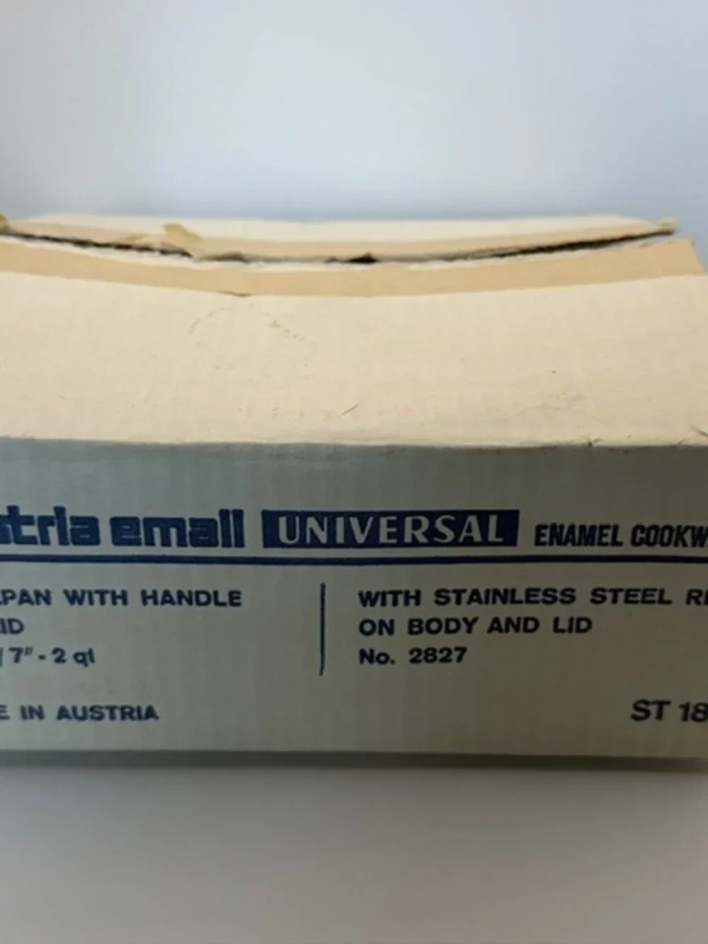 Austria Email Universal 8” Enamel Saucepan Cobalt Blue & Green ST-18 Vintage NEW